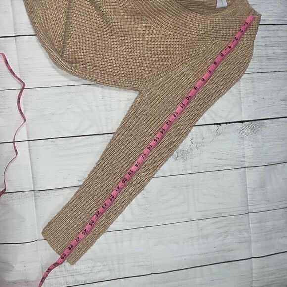 Lucky Brand V-Neck Pullover Sweater Tan Knit Neutral Chunky Long sz M Medium - Picture 8 of 8